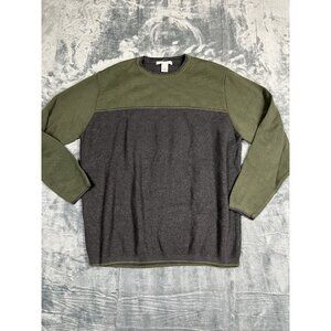 Geoffrey Beene XL Green & Gray Crewneck Sweater Mens Lightweight Casual